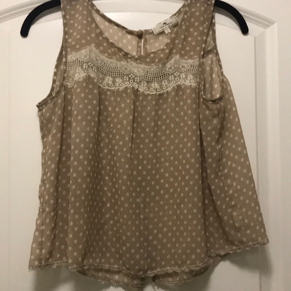 Dressy Polka Dot and Lace Chiffon Top